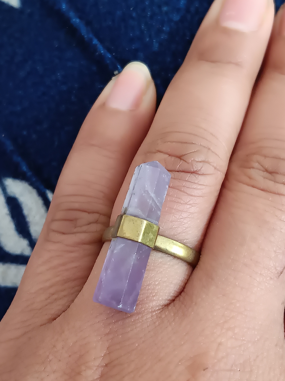 Lavender Crystal Bar Ring Size 6 Unbranded Brass Band
